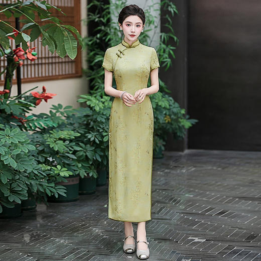 WX-2025春季新款真丝旗袍中式桑蚕丝连衣裙手工缝制送考宴席日常可穿 商品图0