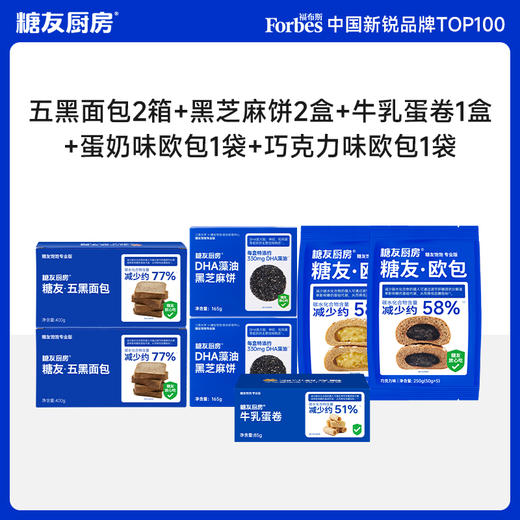 【糖友饱饱】糖友饱饱控糖省心套餐共1715g（五黑800g+欧包500g+黑芝麻饼330g+蛋卷85g） 商品图0
