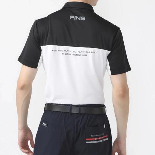 PING 高尔夫 男士夏季 接触冷感短袖T恤 黑白拼接网眼透气Polo衫 商品图2