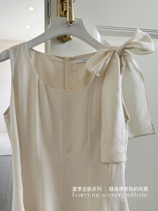 随身携带我的风景 | Jane Eyre简爱 高级洋装面料 显瘦收腰剪裁蝴蝶结装饰连衣裙 奶油杏 商品图3