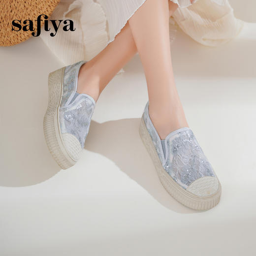 预售10天|Safiya/索菲娅春夏百搭懒人编织透气休闲蕾丝渔夫鞋SFD1112232 商品图2