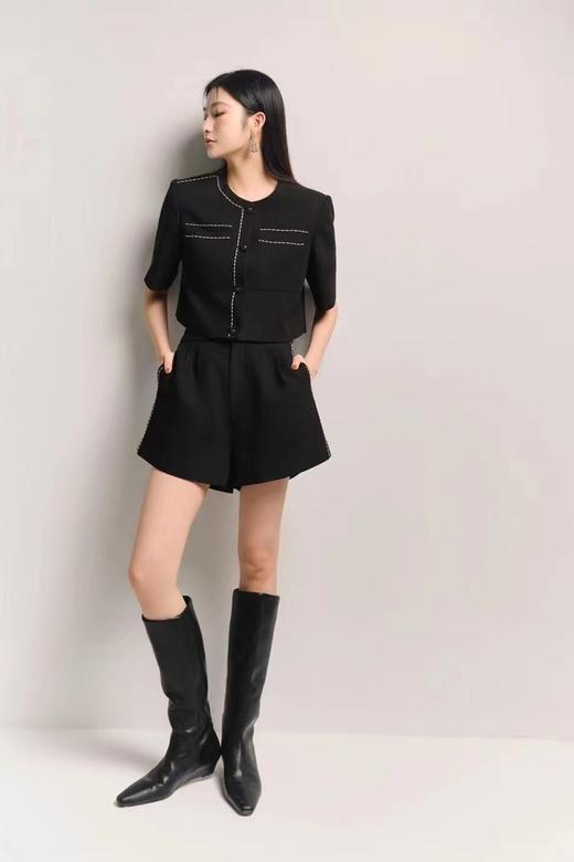ESTELLICA 黑色小香风圆领外套短裤套装 18202 商品图6