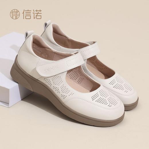 信诺真皮闰月妈妈鞋子2025新款夏季软底舒适女鞋轻便透气中年凉鞋5C5025-011 商品图5
