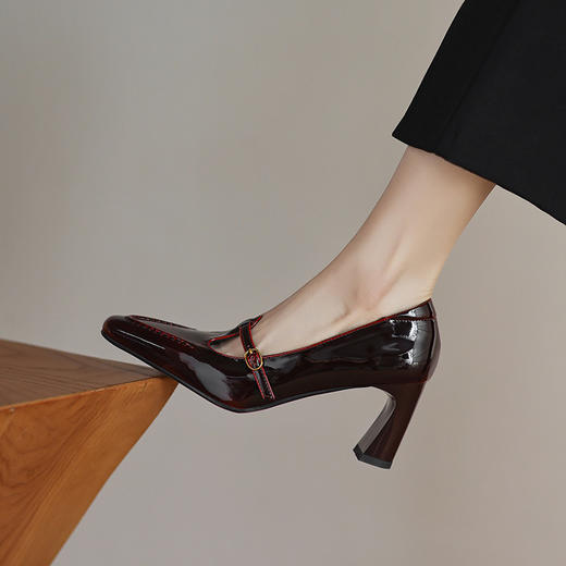 【预售5天】渐变色尖头漆皮时尚高跟鞋复古玛丽珍中古鞋春夏百搭QQJFG&JZ-1818F 商品图2