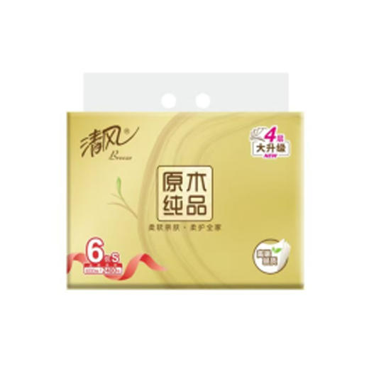BR652SJ 清风原木金装4层100抽/包6连包抽纸 商品图0