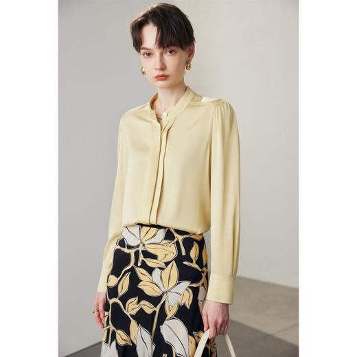 真丝衬衫女2025春夏新款白色通勤长袖19姆米弹力双乔桑蚕丝衬衣 商品图0