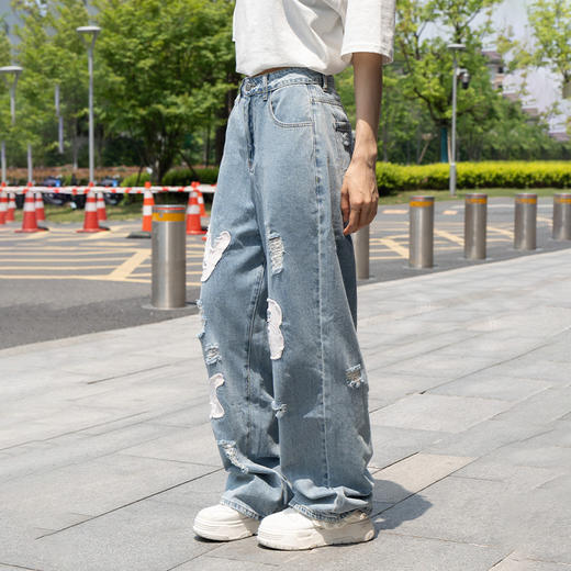 YKYB黄子韬牛仔裤情侣高透气高自由度吸湿排汗肤柔软裤子Y52NNK031 商品图1