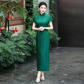 WX-25002春季新款真丝旗袍中式桑蚕丝连衣裙手工缝制送考宴席日常可穿