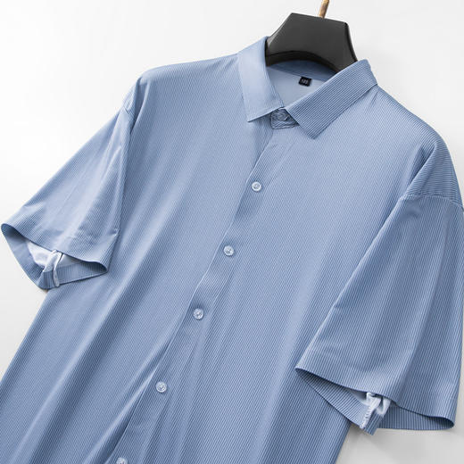 【封口款】【DM】大依优型大码条纹短袖衬衫加肥加大男装弹力免烫大号大码衬衣 商品图2