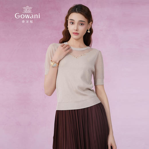 乔万尼夏款短袖针织衫微透设计感EM2M866 商品图2