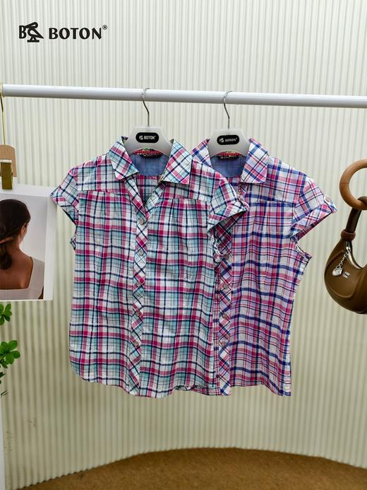 【第2件半价！尾货清仓不退换】波顿女士休闲格仔短袖衬衫LS735216 商品图2