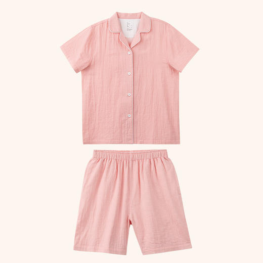 【双层纱波点家居服】全棉双层纱波点家居服短袖短裤夏季睡衣套装情侣居家 商品图5