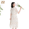 佐尔美夏季新款时尚气质碎花桑蚕丝短袖连衣裙女M42LS53 商品缩略图4