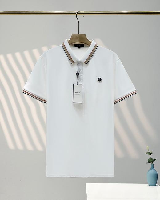 哈吉斯polo衫 ！2025年新款英伦夏季男装双条间色领POLO衫 商品图1