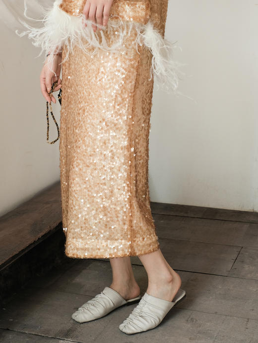 盛唐牡丹| 流苏亮片真丝半裙 商品图1