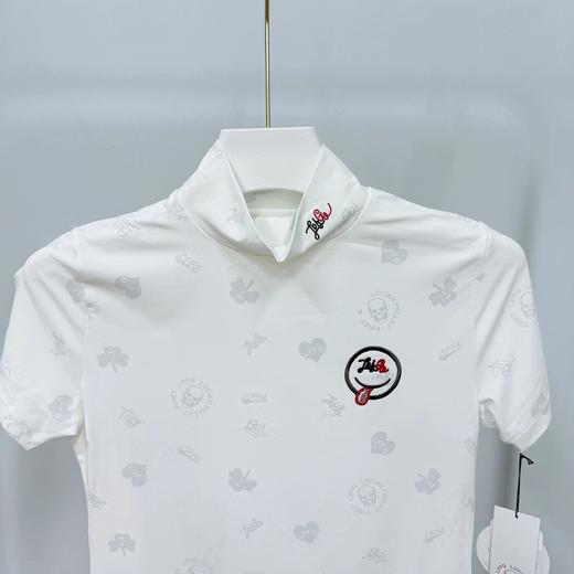 日单 高尔夫女士 印花短袖T恤立领 修身版型速干透气 爱心三叶草图案 商品图1