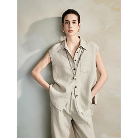 棉仓362604024-初棉空气亚麻率性慵懒无袖衬衫