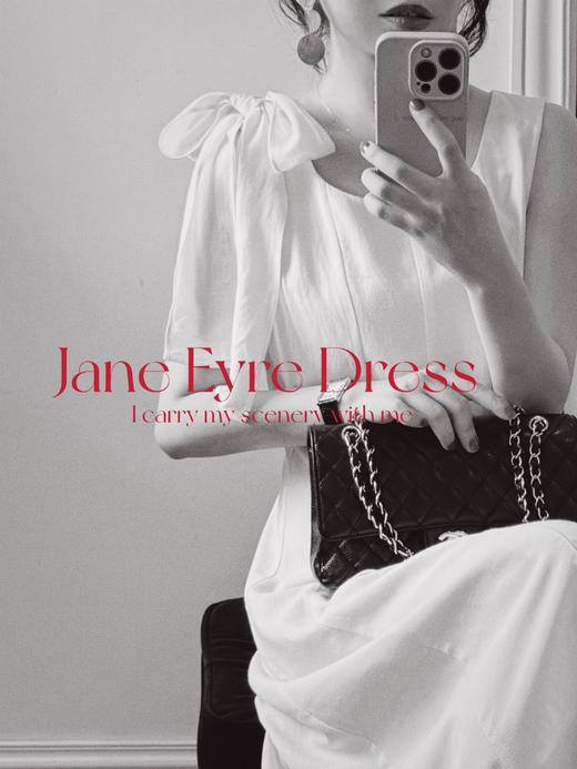 随身携带我的风景 | Jane Eyre简爱 高级洋装面料 显瘦收腰剪裁蝴蝶结装饰连衣裙 奶油杏 商品图4