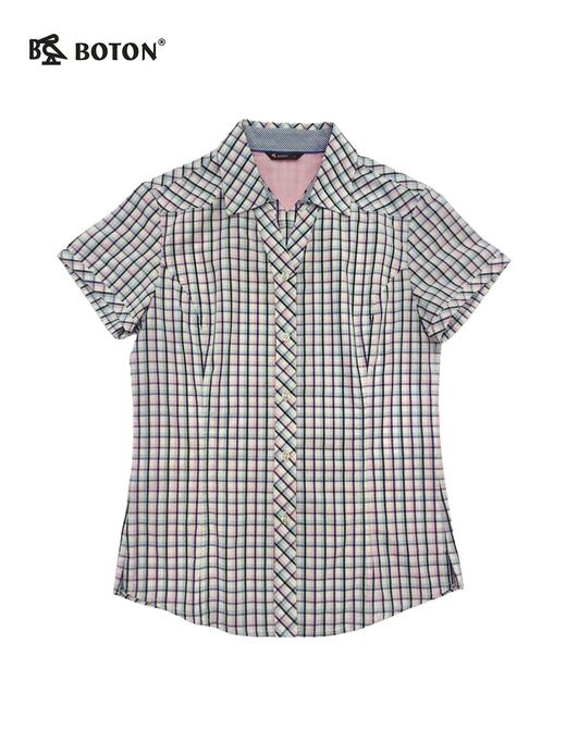 【第2件半价！尾货清仓不退换】波顿夏季休闲格仔短袖女士衬衫LS737216 商品图3