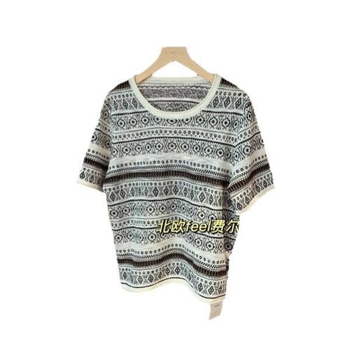 北欧风！费尔岛提花轻薄透气天丝针织短袖圆领T恤女2025夏季！ 商品图4