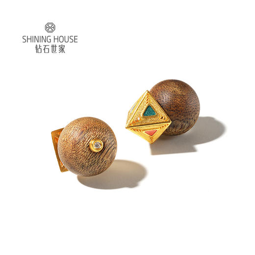 【钜惠价】【沉香黄金】【香遇·摩登系列】钻石世家 足金钻石耳饰 古韵沉香与华贵黄金碰撞组合 汇聚非遗之美【黄金产品不支持无理由退换货】预计3-5天发货 商品图2