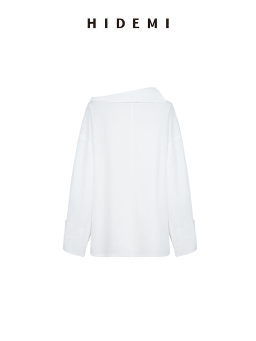 HIDEMI甄选长绒棉系列极简可拆卸斗篷设计感不对称剪裁廓形衬衫 商品图12