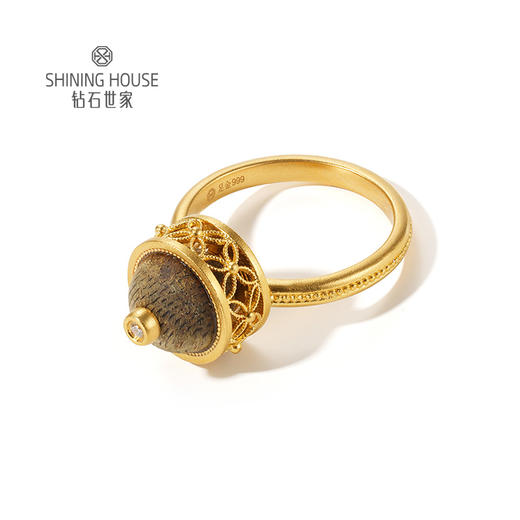 【钜惠价】【沉香黄金】【香遇·摩登系列】钻石世家 足金钻石戒指 古韵沉香与华贵黄金碰撞组合 汇聚非遗之美【黄金产品不支持无理由退换货】预计3-5天发货 商品图2