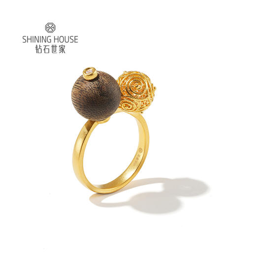 【钜惠价】【沉香黄金】【香遇·摩登系列】钻石世家 足金钻石戒指 古韵沉香与华贵黄金碰撞组合 汇聚非遗之美【黄金产品不支持无理由退换货】预计3-5天发货 商品图2