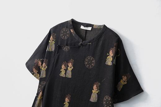 米马成衣 香云纱桑蚕丝中式旗袍 真丝连衣裙 商品图3