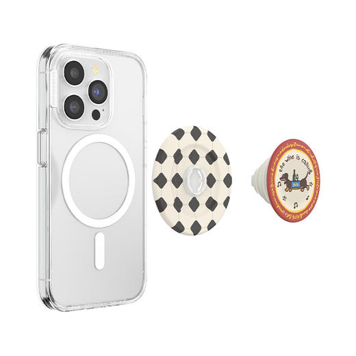 【上菜了! À Table!】腊肠送餐员·MagSafe圆啪嗒 PopSockets x gula 联名系列 MAGSAFE磁吸手机气囊支架 Round圆啪嗒系列 白色 小狗 格纹 卡通 商品图4
