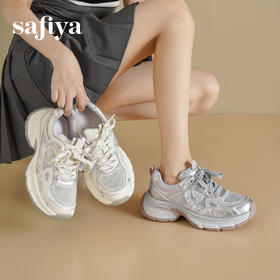 Safiya/索菲娅2025透气网面烫钻时尚百搭厚底休闲增高老爹鞋 SFD3112423