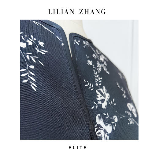 E-“定制”—「东方意蕴」——“中式老钱”——墨韵花影优雅连衣裙 2501015 商品图1