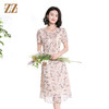 佐尔美夏季新款时尚气质碎花桑蚕丝短袖连衣裙女M42LS57 商品缩略图3