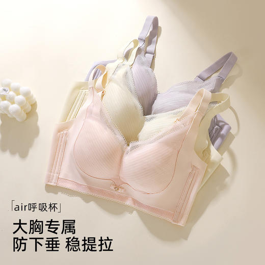 熳洁儿 大胸显小呼吸杯双重提拉蕾丝调整聚拢轻薄杯防下垂收副乳25261509 商品图6