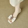 【预售5天】米白色软羊皮蝴蝶结一字带高跟拖鞋女外穿夏季软皮仙女风露趾凉鞋DSFG&1696 商品缩略图0