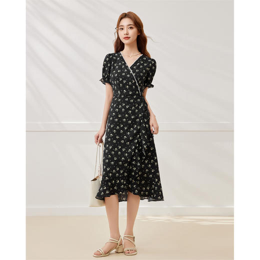 IEF/爱依服2025夏季 碎花度假通勤流行小众设计感显瘦连衣中裙DZ0053-X- 商品图4
