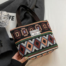 【敦煌纹华织梦·托特包】大容量帆布水桶包女  复古百搭单肩斜挎包女 通勤妈咪包女