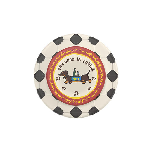 【上菜了! À Table!】腊肠送餐员·MagSafe圆啪嗒 PopSockets x gula 联名系列 MAGSAFE磁吸手机气囊支架 Round圆啪嗒系列 白色 小狗 格纹 卡通 商品图3