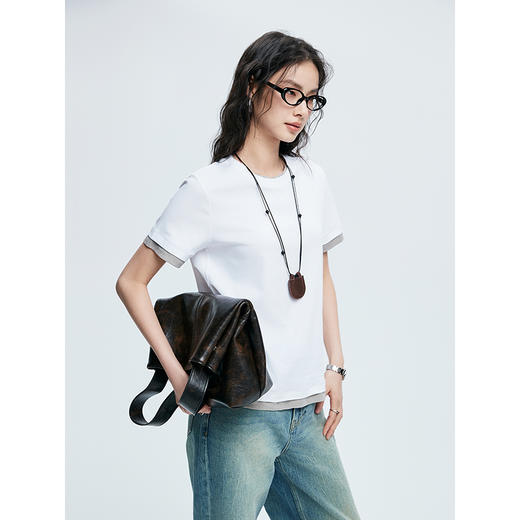 棉仓363601022-初棉宽松假两件棉弹舒适感T 商品图1