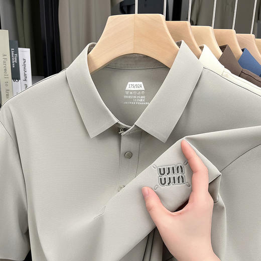 夏季半袖衫冰丝POLO衫男T上衣 短袖T恤男商务翻领 商品图3