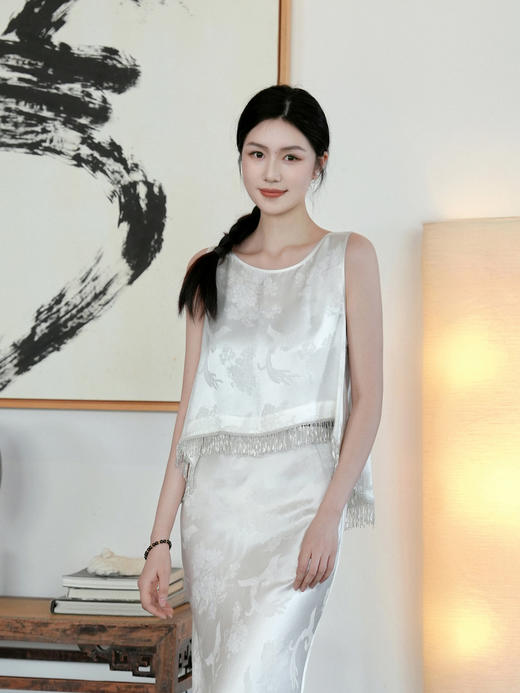 盛唐牡丹| 梅兰竹菊纹冠乐绉背心 商品图0