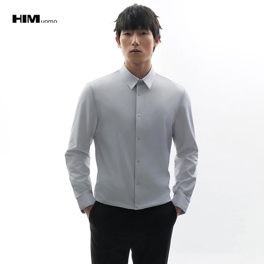 HIM漢崇  日常职场正装男士衬衫婚礼宴会商务长袖衬衣 2025春季 商品图0