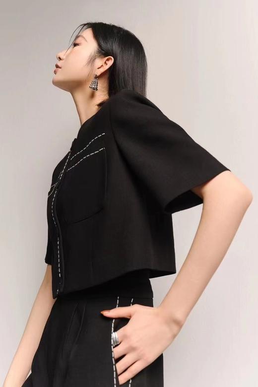 ESTELLICA 黑色小香风圆领外套短裤套装 18202 商品图4