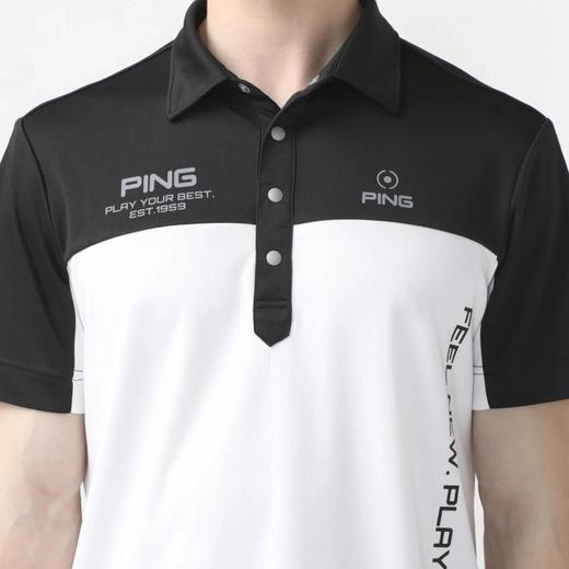 PING 高尔夫 男士夏季 接触冷感短袖T恤 黑白拼接网眼透气Polo衫 商品图5