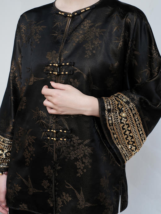 盛唐牡丹| 法式串珠喜上眉梢真丝外套 商品图1