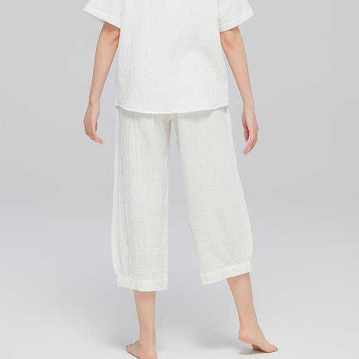 素道有机彩棉100%棉女士家居服 有机认证短袖套装 轻薄居家灯笼裤 商品图4