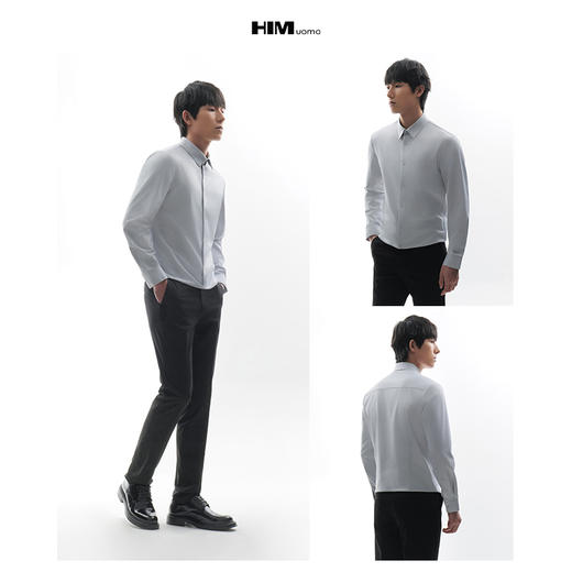 HIM漢崇  日常职场正装男士衬衫婚礼宴会商务长袖衬衣 2025春季 商品图3