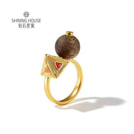 【钜惠价】【沉香黄金】【香遇·摩登系列】钻石世家 足金钻石戒指 古韵1沉香与华贵黄金碰撞组合 汇聚非遗之美【黄金产品不支持无理由退换货】预计3-5天发货 商品图0