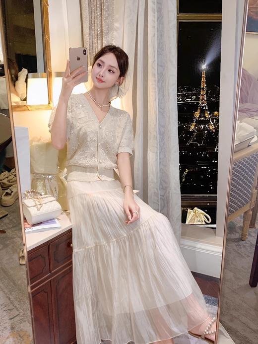 张心子【花影阑珊】温柔风气质蕾丝立体花朵针织开衫上衣 U2504036 商品图5