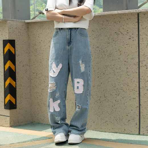 YKYB黄子韬牛仔裤情侣高透气高自由度吸湿排汗肤柔软裤子Y52NNK031 商品图0